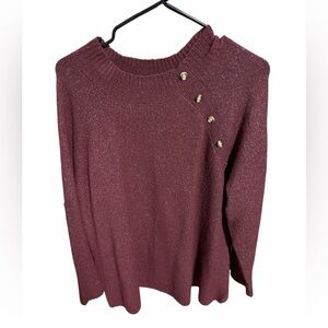 Elegant Maroon Sweater with Button Accents